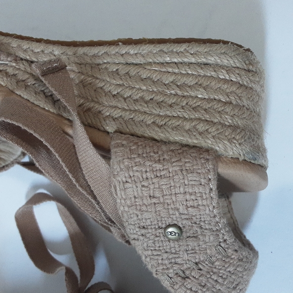 Ugg Australia Delmar espadrille wedge sandals cotton Weave upper natural size 9 - Picture 6 of 11